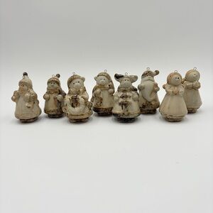 Lot of 8 Potters Garden Pottery Clay Christmas Holiday Ornament Santa Reindeer